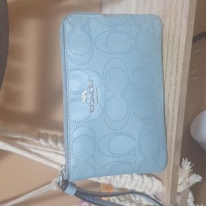 Coach baby blue wristlet